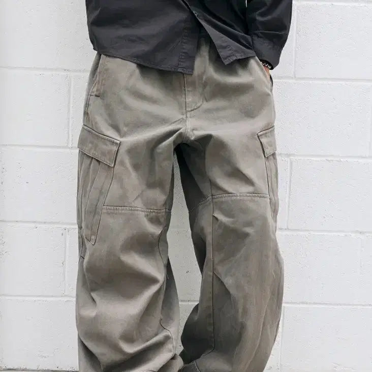 [BUNJANG] Hatching Room Washed Olive Wide Pants / 4)해칭룸 밀팬츠 워시드 올리브