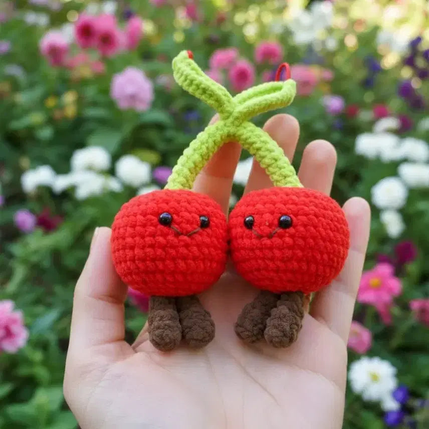 [BUNJANG] Handmade Double Cherry Crochet Keyring / [당일발송] 상큼함 2배! 귀요미 체리 친구들 핸드메이드 코바늘 키링