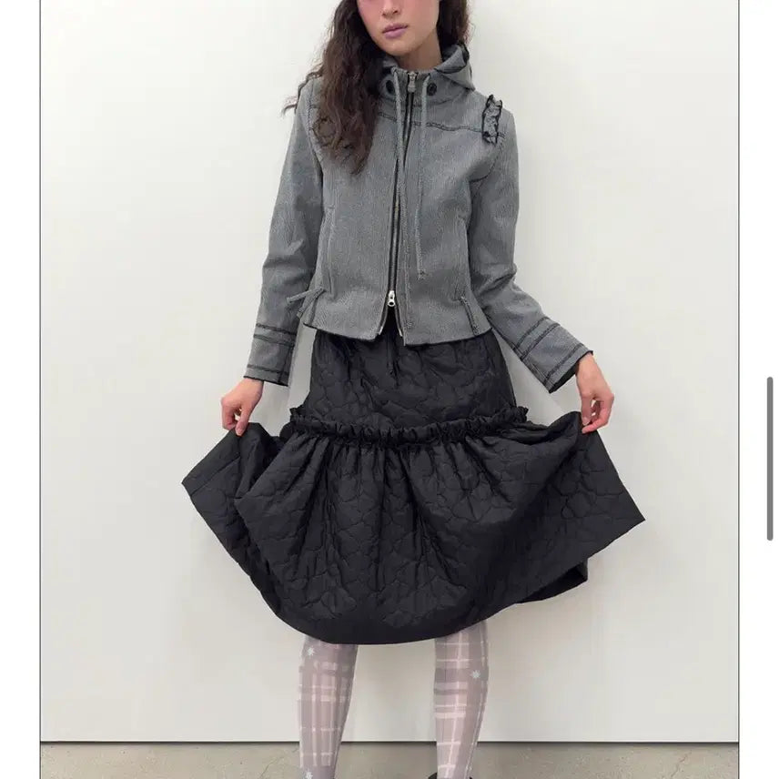 [BUNJANG] Type Service Ruffle Stitch Hoodie Jacket / 타입서비스 러플 스티치 후디 자켓