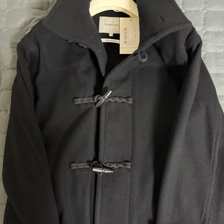 [BUNJANG] Brown Yard Pure Wool Stand Collar Duffle Coat - Black / 브라운야드 퓨어 올 스탠드 칼라 더플코트 블랙 4사이즈 판매