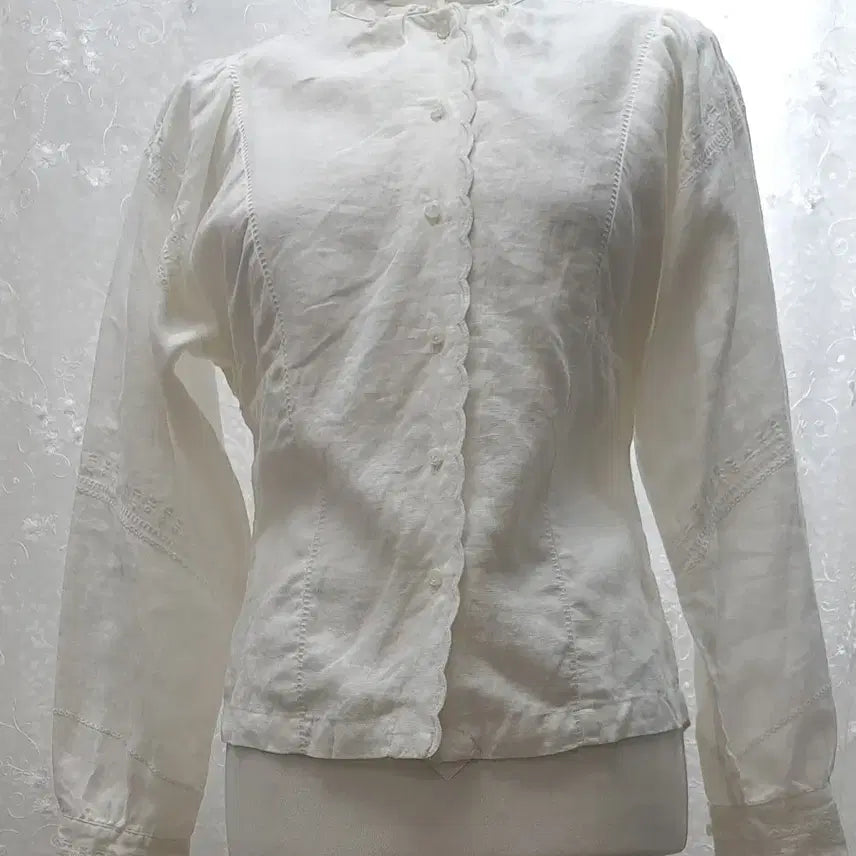 [BUNJANG] Linen Blend Blouse / 면마 블라우스  free