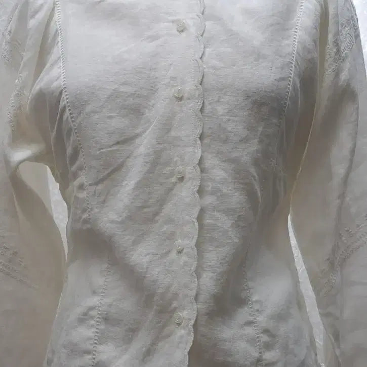 [BUNJANG] Linen Blend Blouse / 면마 블라우스  free
