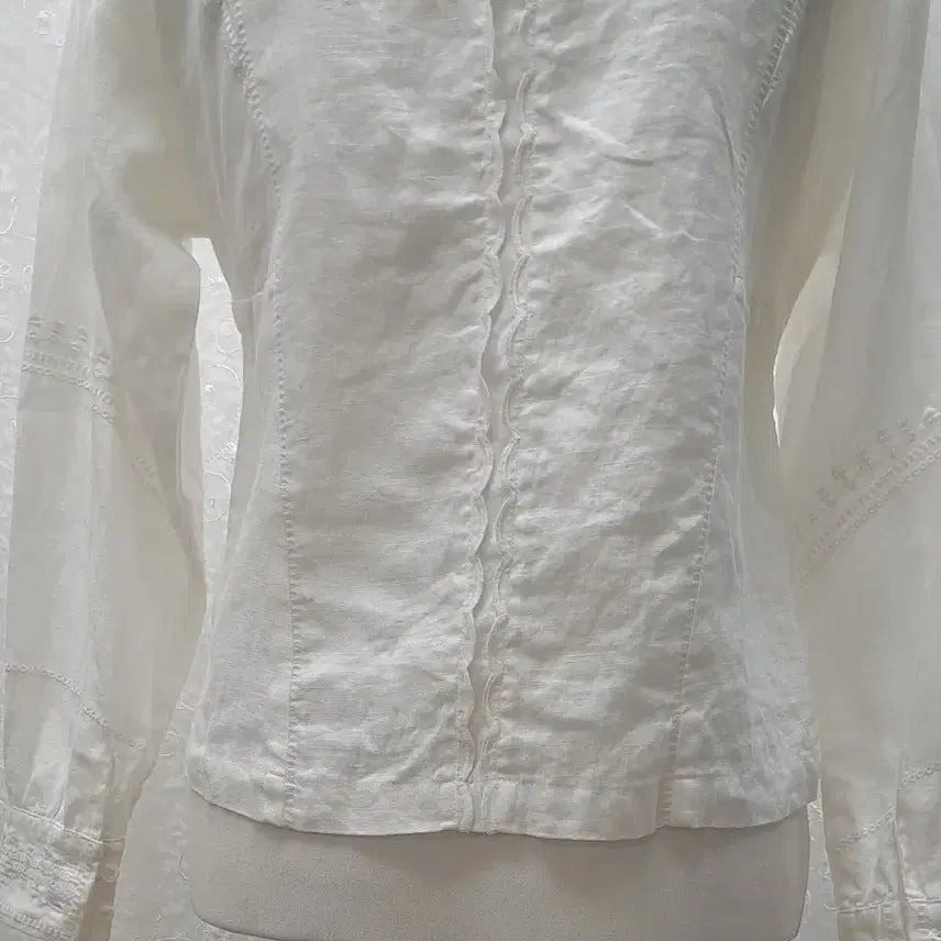 [BUNJANG] Linen Blend Blouse / 면마 블라우스  free