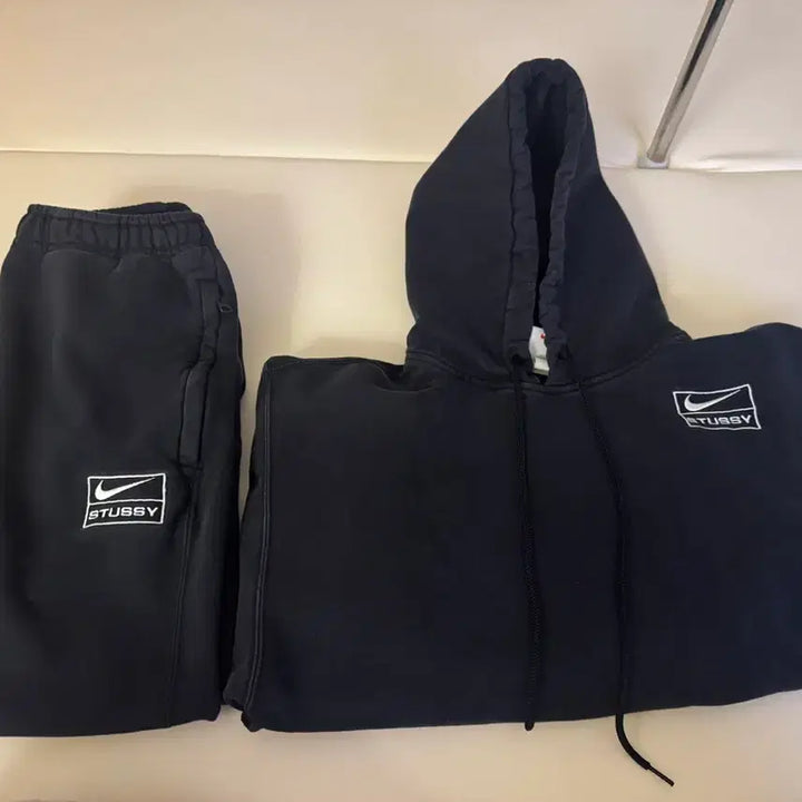 [BUNJANG] Nike Stussy Black Sweat Set / 나투시 후드 바지 블랙 스웻셋업