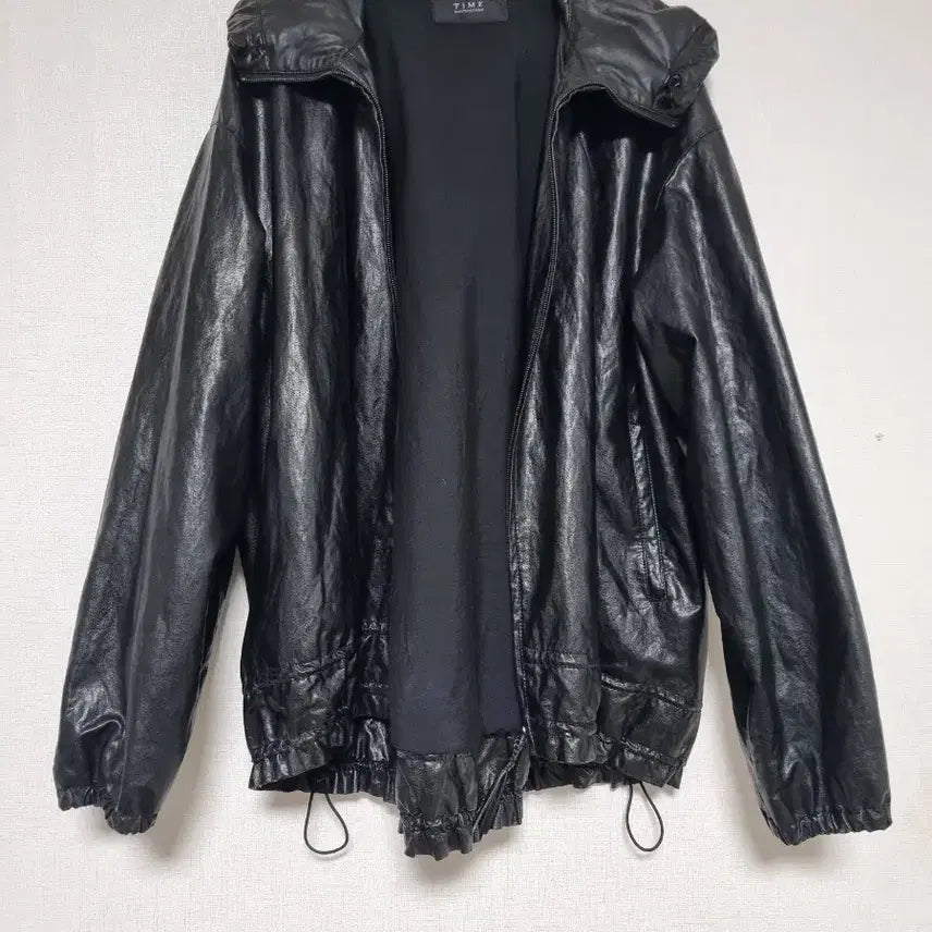 [BUNJANG] TIME Synthetic Leather Jumper / * 타임 합성 가죽 점퍼 프리사이즈