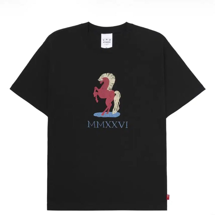 [SOLD OUT] 아이앱 스튜디오 레드 홀스 티셔츠 블랙 xxl