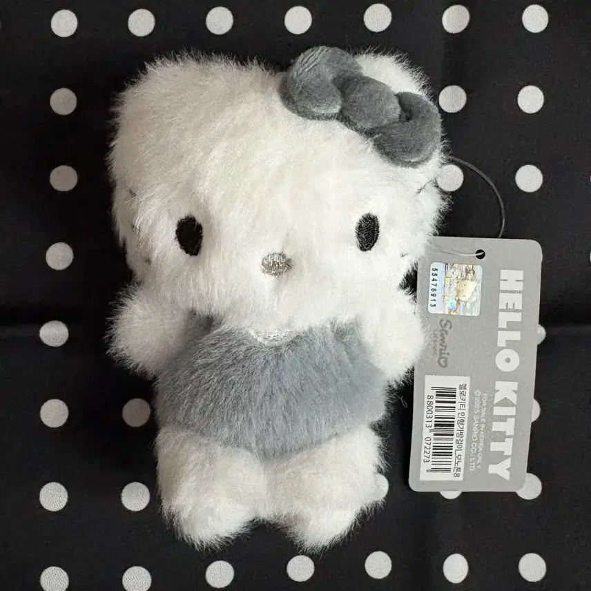 [BUNJANG] Hello Kitty Monotone Plush Keychain (Gray/Black) / (새상품)회색 모노톤 헬로키티 흑백 인형 키링