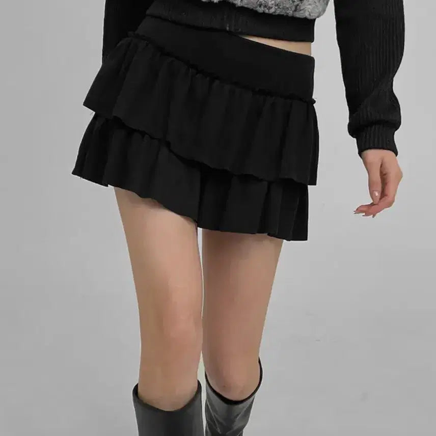[BUNJANG] Blackup Ruffle Mini Skirt / 블랙업 캉캉 스커트