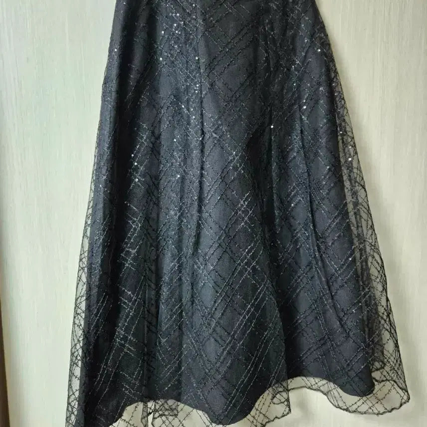 [SOLD OUT] (24년) 듀엘 롱스커트 레이스 블록 비딩스커트 55