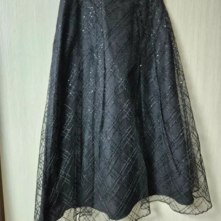 [SOLD OUT] (24년) 듀엘 롱스커트 레이스 블록 비딩스커트 55