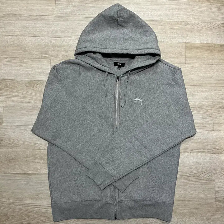 [SOLD OUT] [L] 스투시 스탁 로고 집업 후드 그레이 헤더