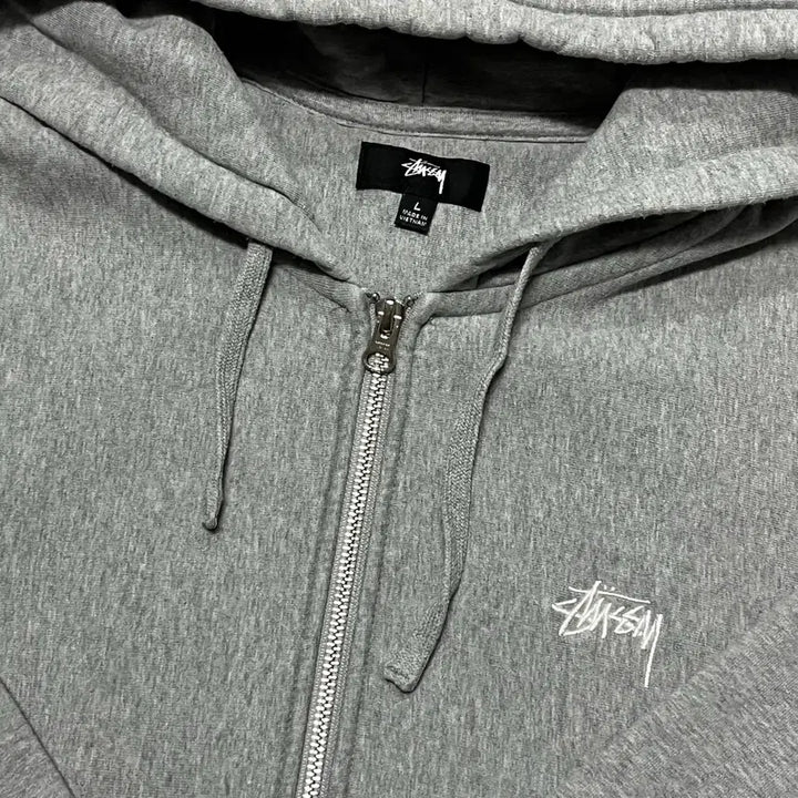 [SOLD OUT] [L] 스투시 스탁 로고 집업 후드 그레이 헤더