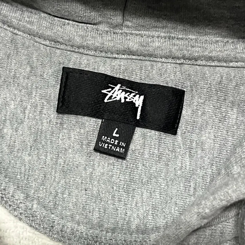 [SOLD OUT] [L] 스투시 스탁 로고 집업 후드 그레이 헤더