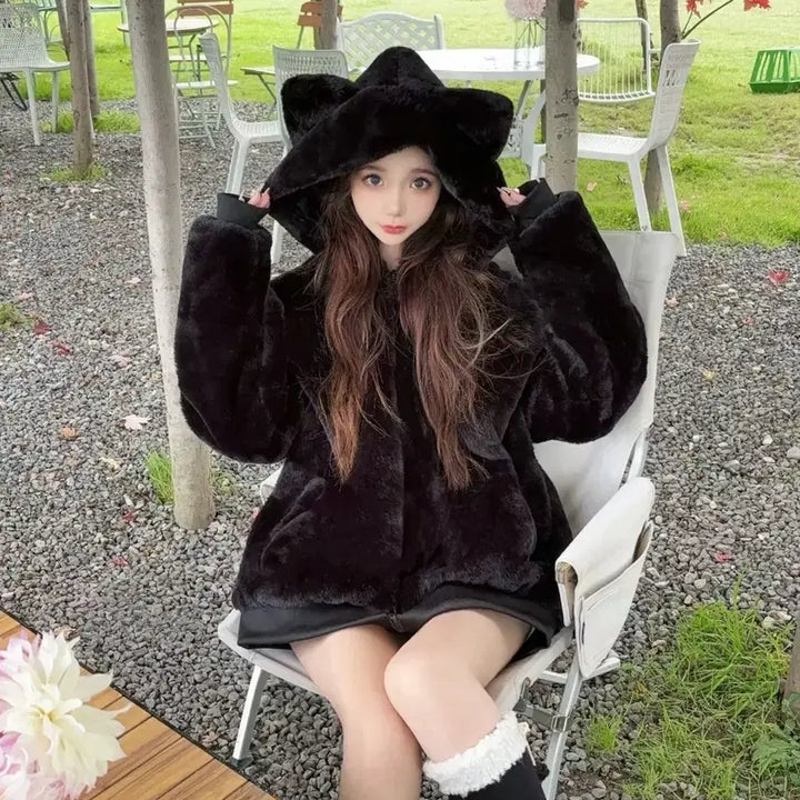 [SOLD OUT] 중브 고양이 귀 퍼파카 양지뢰 지뢰계 양산형