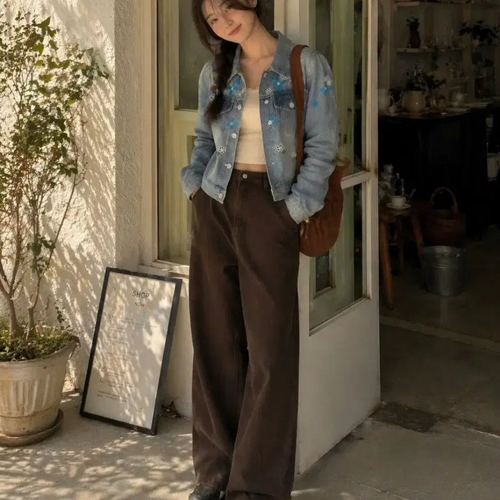 [BUNJANG] Embroidered Denim Jacket / 자수 청자켓