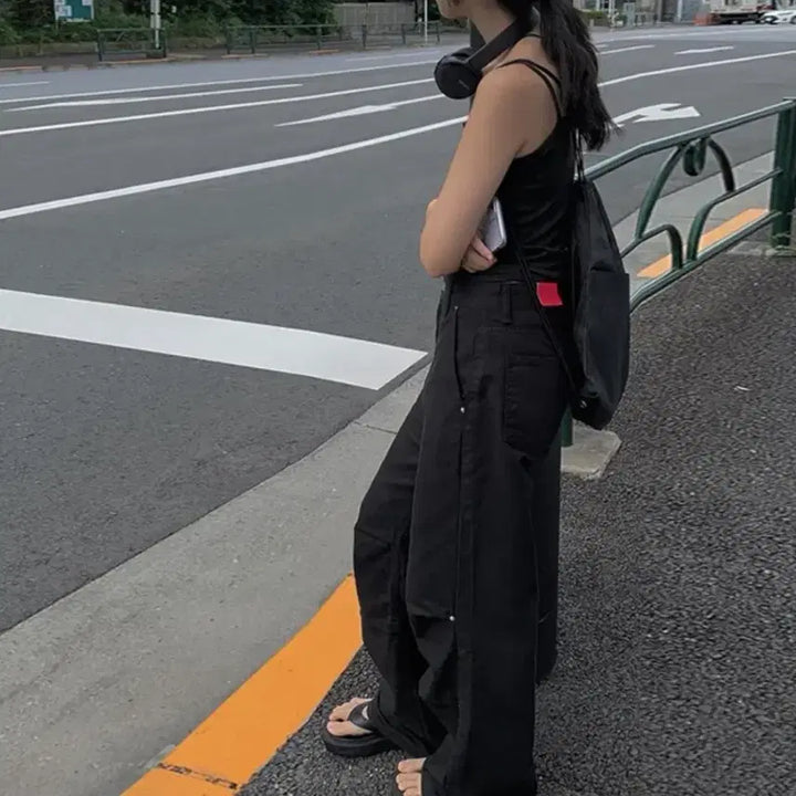 [BUNJANG] LIVER Black Pleated Wide Pants S / 리베 블랙 핀턱 와이드 팬츠 s