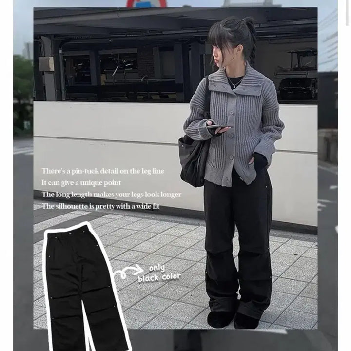 [BUNJANG] LIVER Black Pleated Wide Pants S / 리베 블랙 핀턱 와이드 팬츠 s
