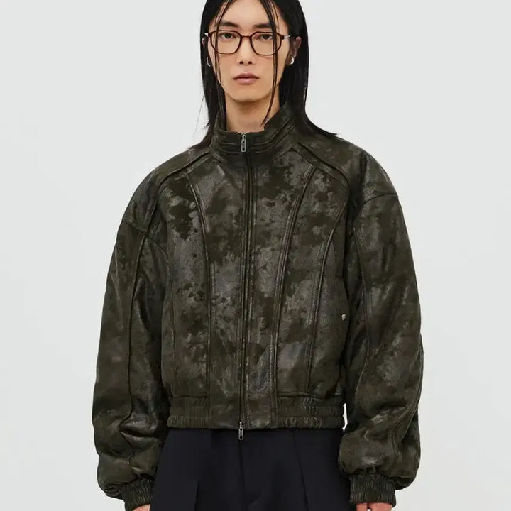 [BUNJANG] Elmood Bulky Crop Bomber Jacket Camo Brown / 엘무드 벌키 크롭 봄버 자켓 카모브라운