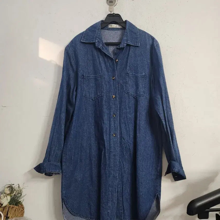 [BUNJANG] Mickey Mouse Denim Long Shirt / 미키마우스 데님 롱 셔츠 !