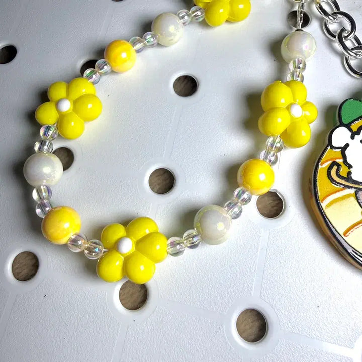 [BUNJANG] Yellow Flower Bead Keyring / 옐로우 꽃 비즈 키링