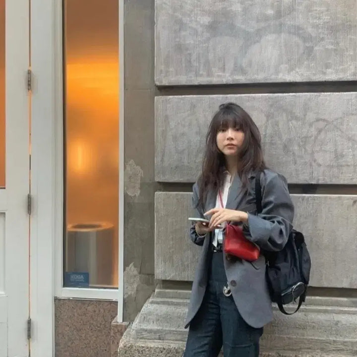 [BUNJANG] TANNAT Gray Striped Jacket / 타낫 그레이 스트라이프 자켓