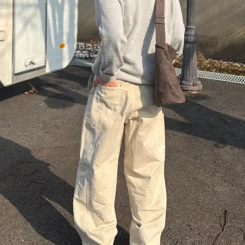 [BUNJANG] Vintage Leather Pocket Shoulder Bag / 빈티지 레더 포켓 숄더백