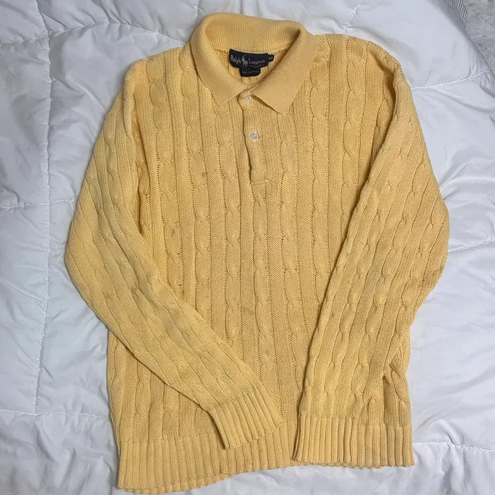 [SOLD OUT] 랄프로렌 꽈배기 케이블 카라 니트 옐로우
