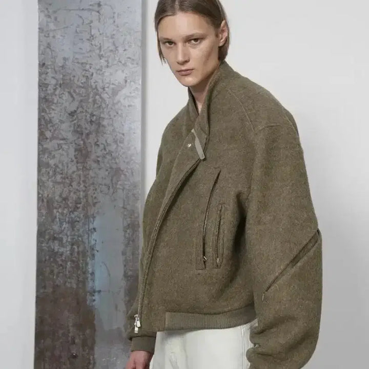 [BUNJANG] Yiyae Oblique Bomber Jacket M / yiyae 오블리크 봄버 자켓 M