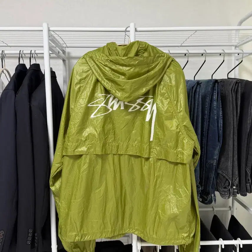 [BUNJANG] Stussy Lime Windbreaker XL / 스투시 형광 라임 바람막이 XL