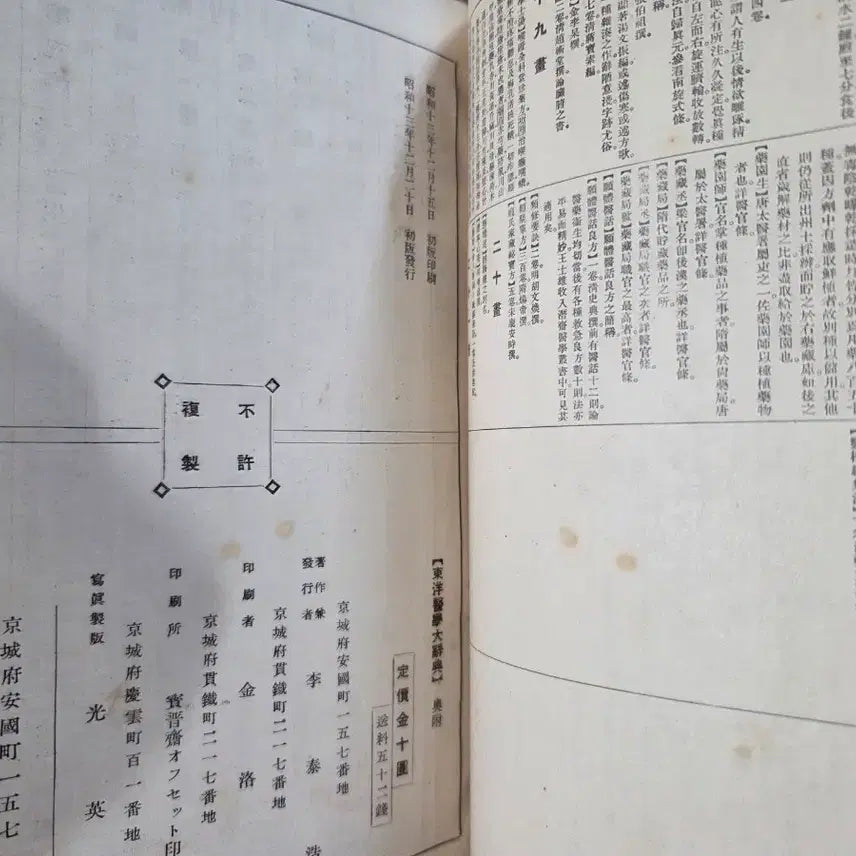 [BUNJANG] 일제강점기 소화13년 조선 경성 동양 의학 대사전 / 일제강점기 소화13년 조선 경성 동양 의학 대사전