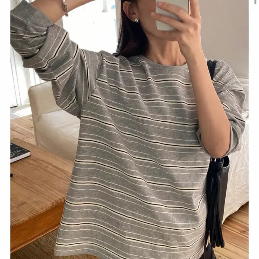 [BUNJANG] Kinda Beige Striped T-shirt / 킨다베이지 스트라이프 티셔츠