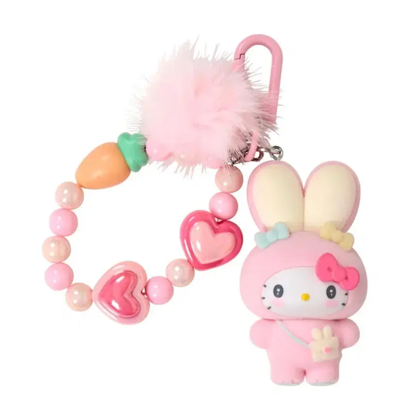 [BUNJANG] Sanrio Rabbit Charm Keychain / 통통토끼모임 산리오 키티,쿠로미,시나모롤 키링