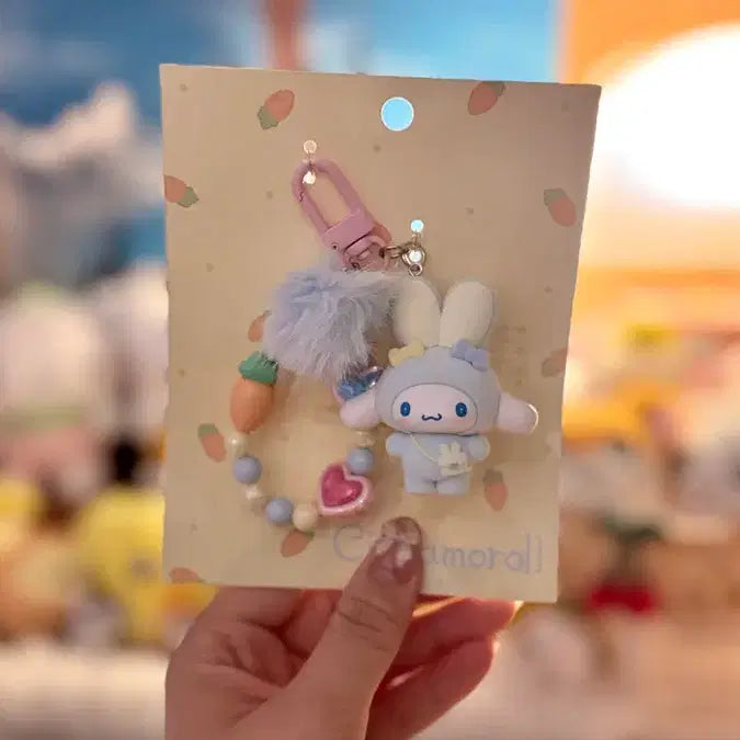 [BUNJANG] Sanrio Rabbit Charm Keychain / 통통토끼모임 산리오 키티,쿠로미,시나모롤 키링