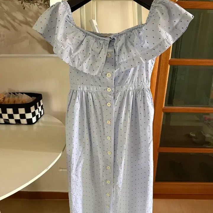 [BUNJANG] H&amp;M Blue Striped Two-Way Off-Shoulder Long Dress / [H&amp;M]블루 스트라이프 투웨이 오프숄더 롱 원피스