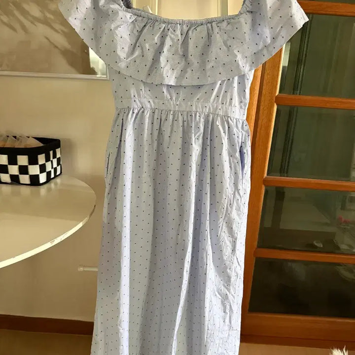 [BUNJANG] H&amp;M Blue Striped Two-Way Off-Shoulder Long Dress / [H&amp;M]블루 스트라이프 투웨이 오프숄더 롱 원피스