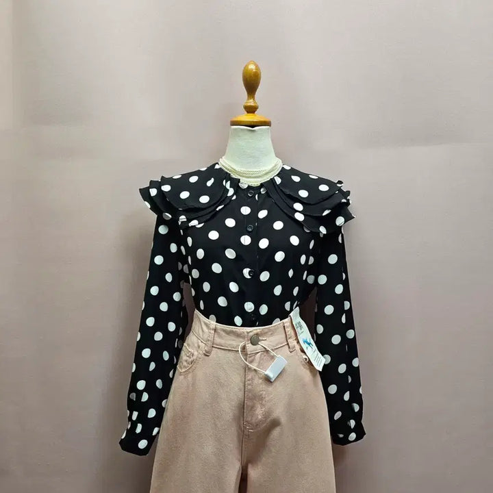 [BUNJANG] Dot Frill Collar Blouse / 도트 프릴카라 블라우스