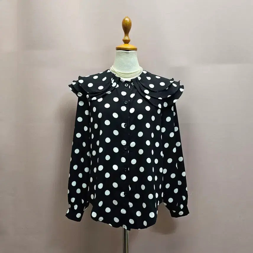 [BUNJANG] Dot Frill Collar Blouse / 도트 프릴카라 블라우스