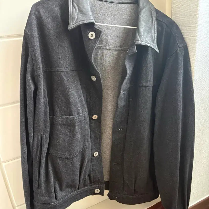 [BUNJANG] Polytelu Leather Collar Jacket (Size 2) / 폴리테루 레더카라 자켓 2사이즈