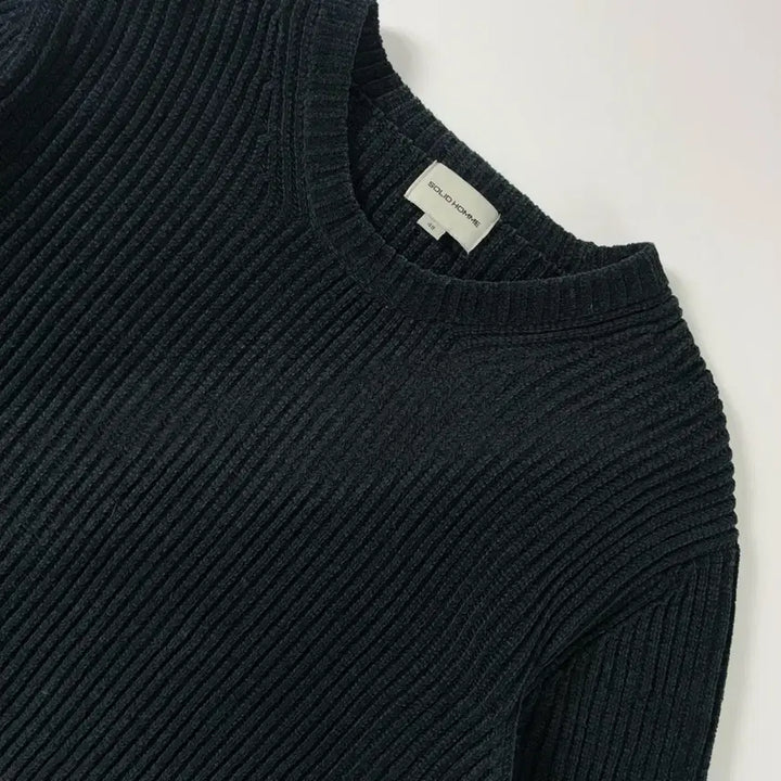 [BUNJANG] Solid Homme Deep Navy Ribbed Round Knit Sweater / Solid homme  솔리드 옴므 딥네이비 골지 라운드 니트