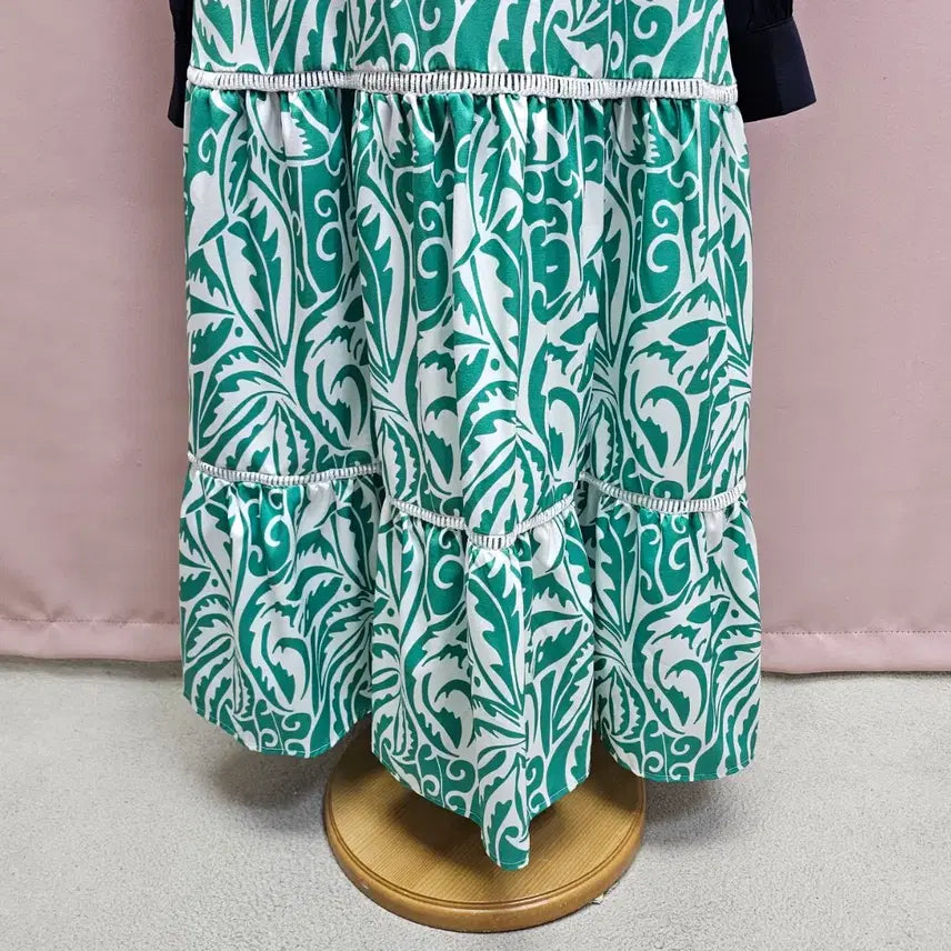 [BUNJANG] Green Pattern Long Skirt / 그린 패턴 롱스커트