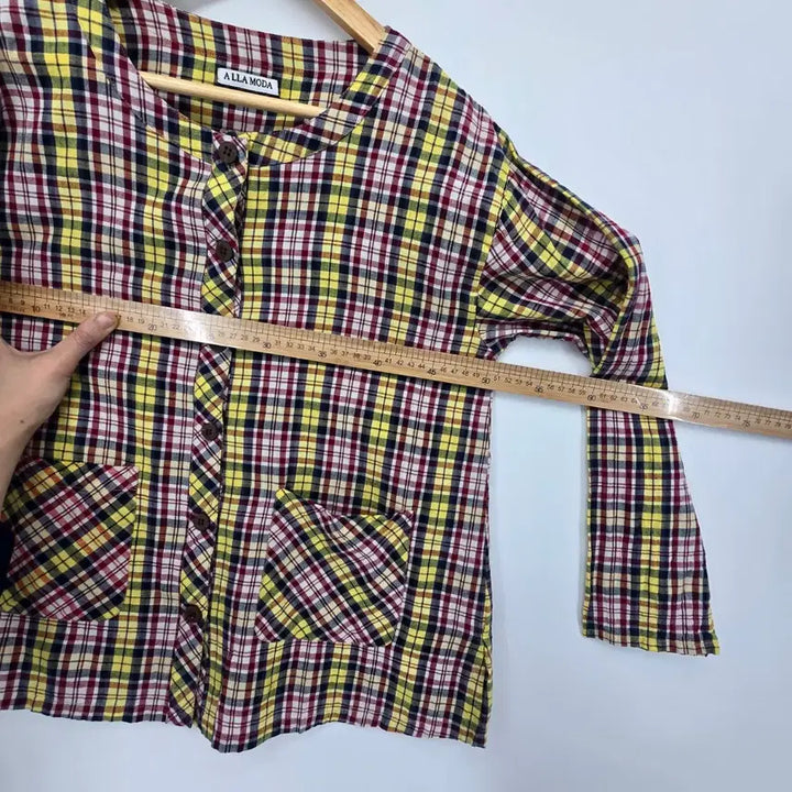 [BUNJANG] ALLA MODA Vintage Checkered Long Sleeve Shirt / 일본 빈티지 알라모다 체크무늬 긴팔 남방