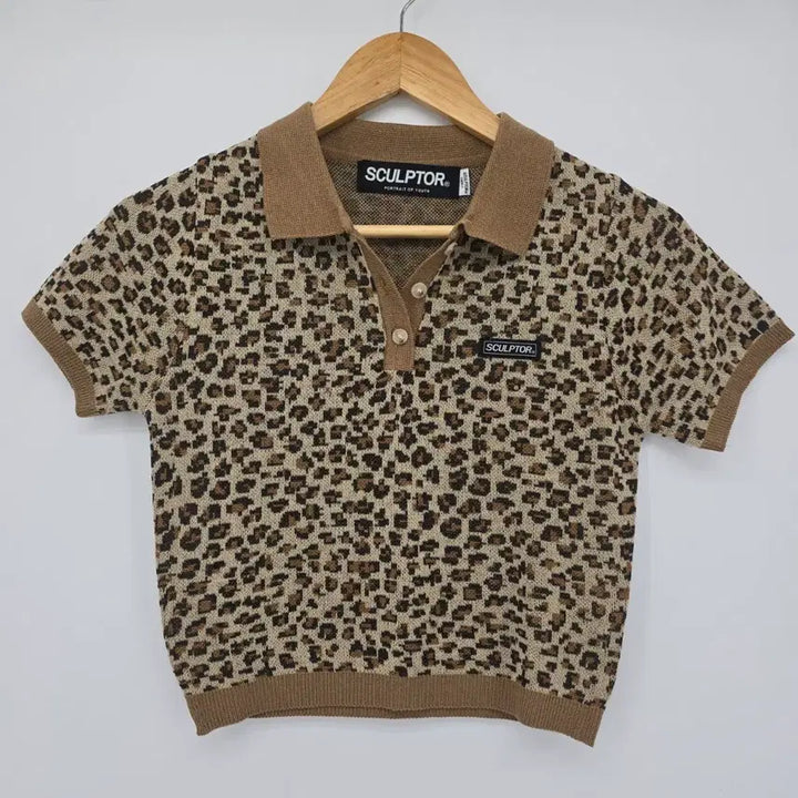 [BUNJANG] SCULPTOR Leopard Short Sleeve Knit Top / SCULPTOR 레오파드 반팔 니트티