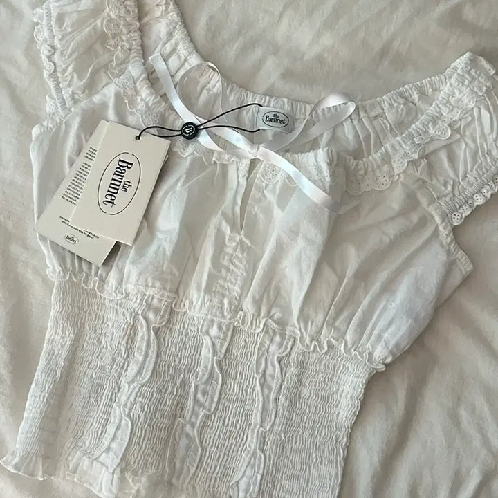 [BUNJANG] The Barnet Petunia Smoked Blouse White / (새상품) 더바넷 Petunia Smoked Blouse White