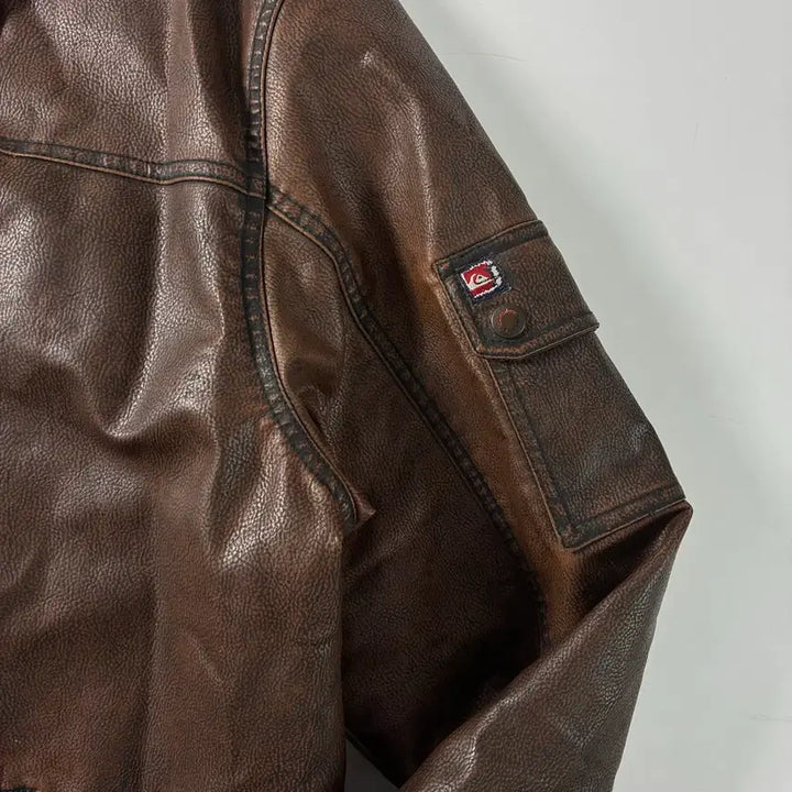 [BUNJANG] Quick Silver Western Leather Racing Jacket / Quick silver  퀵실버 90,s 웨스턴 레더 브라운 레이싱 자켓