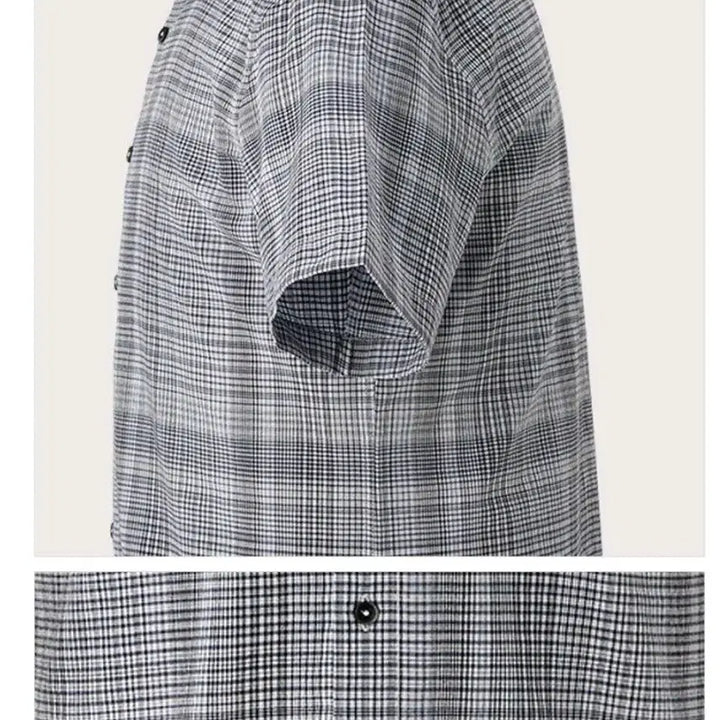 [BUNJANG] INDIAN Cotton 100% Checkered Short Sleeve Shirt / INDIAN110 새제품택부착 미개봉 코튼100프로 반팔셔츠 2XL