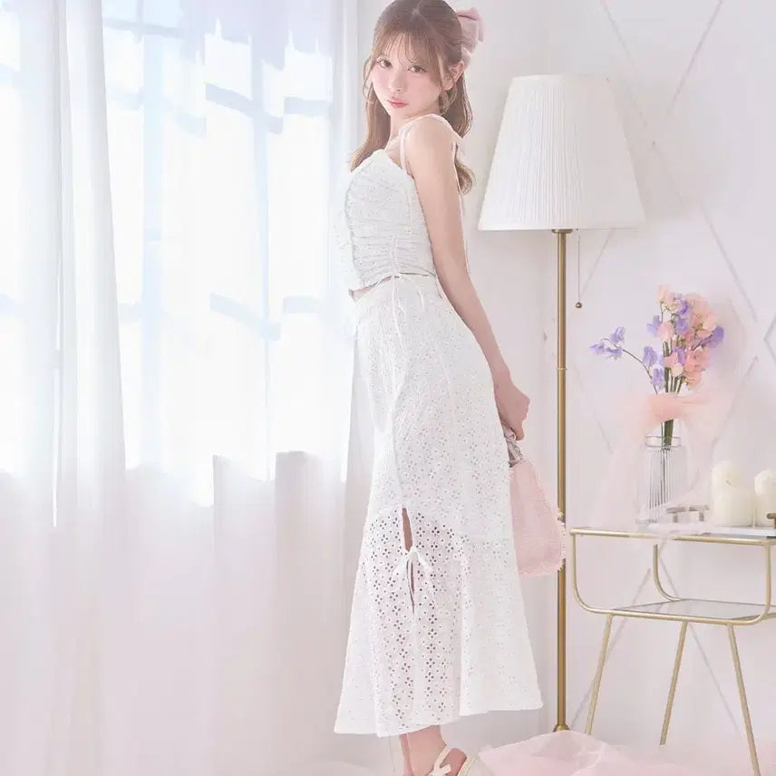 [BUNJANG] Michel Macaron Cotton Lace Set / 미셸마카롱 코튼 레이스 셋업