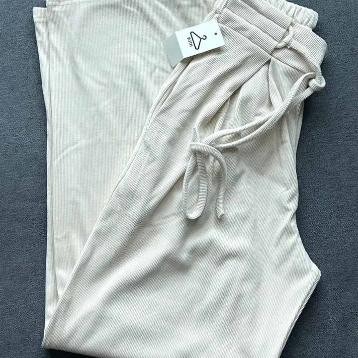 [SOLD OUT] 새상품) 밴딩 핀턱 골지 일자와이드 트레이닝 팬츠