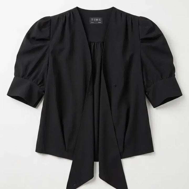 [BUNJANG] TIME Black Wrap Blouse / TIME 타임 블랙 랩 블라우스 반팔