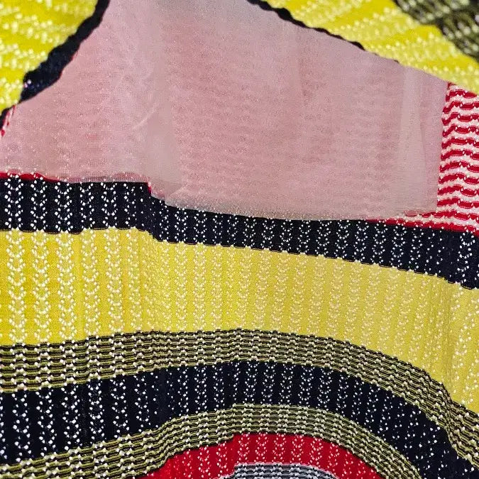 [BUNJANG] Striped Knit Two-Piece Set / 스트라이프 니트 반팔 상의 + 스커트 세트