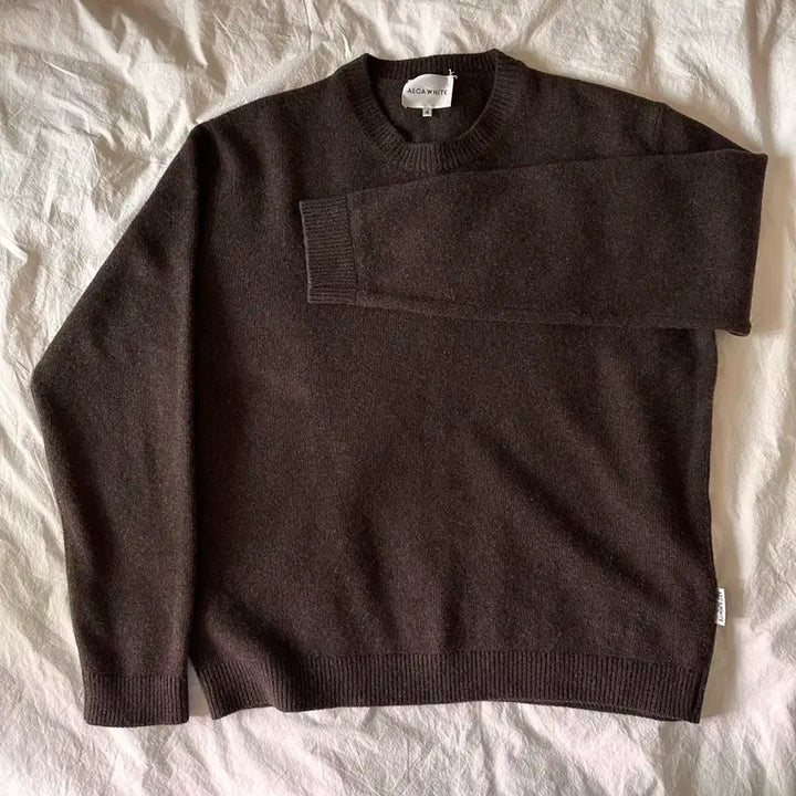 [BUNJANG] AECA WHITE Brown Cashmere Blend Knit Sweater / AECA WHITE 에이카화이트 브라운 캐시미어 블랜드 니트 스웨트